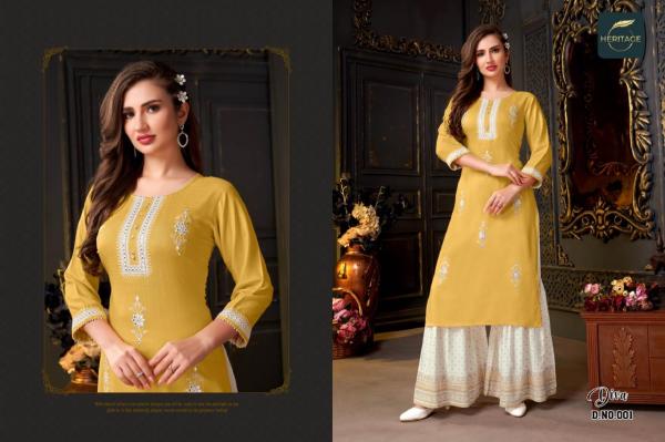 Heritage Diva Rayon  Designer Kurti With Bottom Collection